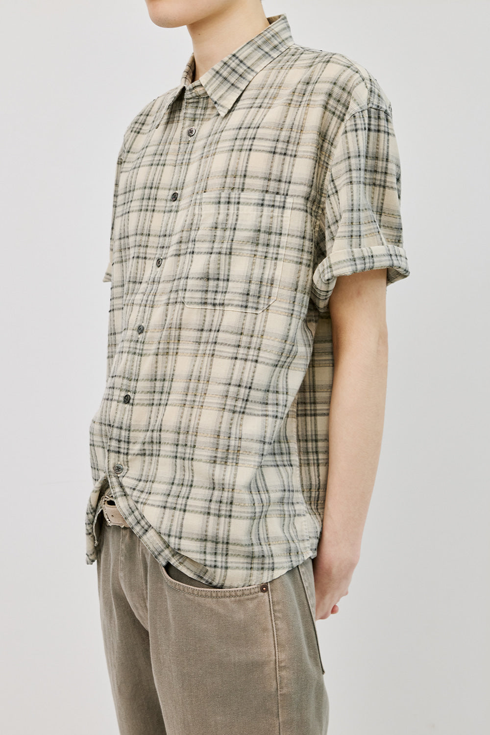 Hatchingroom - Arrow Shirt Over Dyed Check (Butter) product image 12 | TRAB K-Fashion Australia