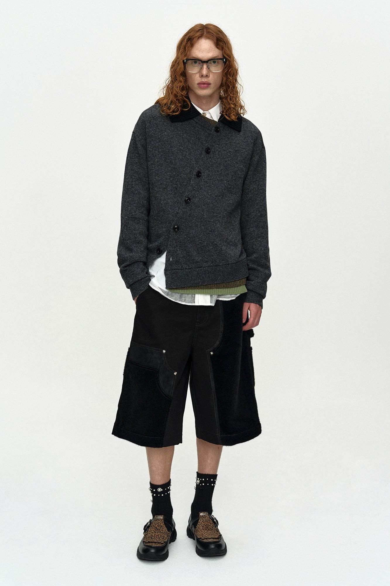Andersson Bell - Layered Collar Cardigan (Charcoal) product image 1 | TRAB K-Fashion Australia