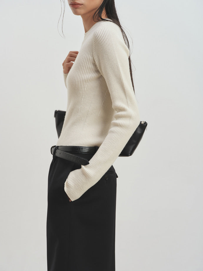 Tonywack - Super Fine Wool Ribbed Sweater (Ivory) product image 2 | TRAB K-Fashion Australia