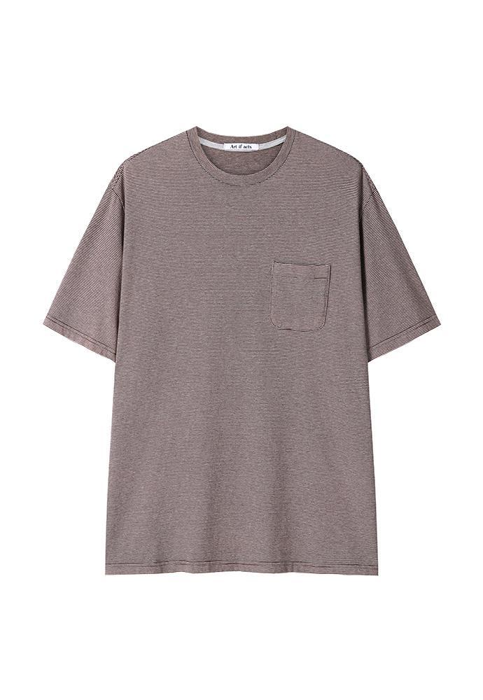Art if acts - Washed Stripe Pocket S/S Tee (Brown/Grey) product image 8 | TRAB K-Fashion Australia