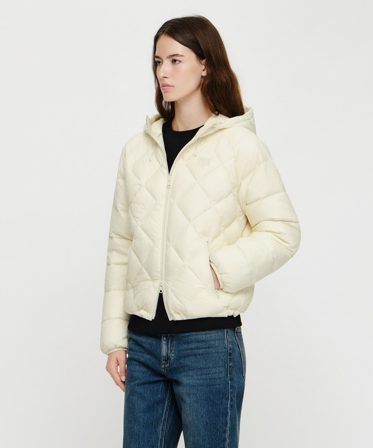 Marithe & Francois Girbaud - Hooded Lightweight Down Jacket (Ivory) product image 2 | TRAB K-Fashion Australia
