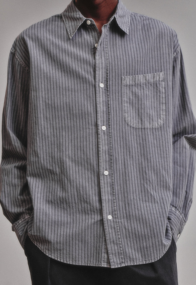 Art if acts - Pigment Dyed Stripe Shirt (Vintage Charcoal) product image 3 | TRAB K-Fashion Australia