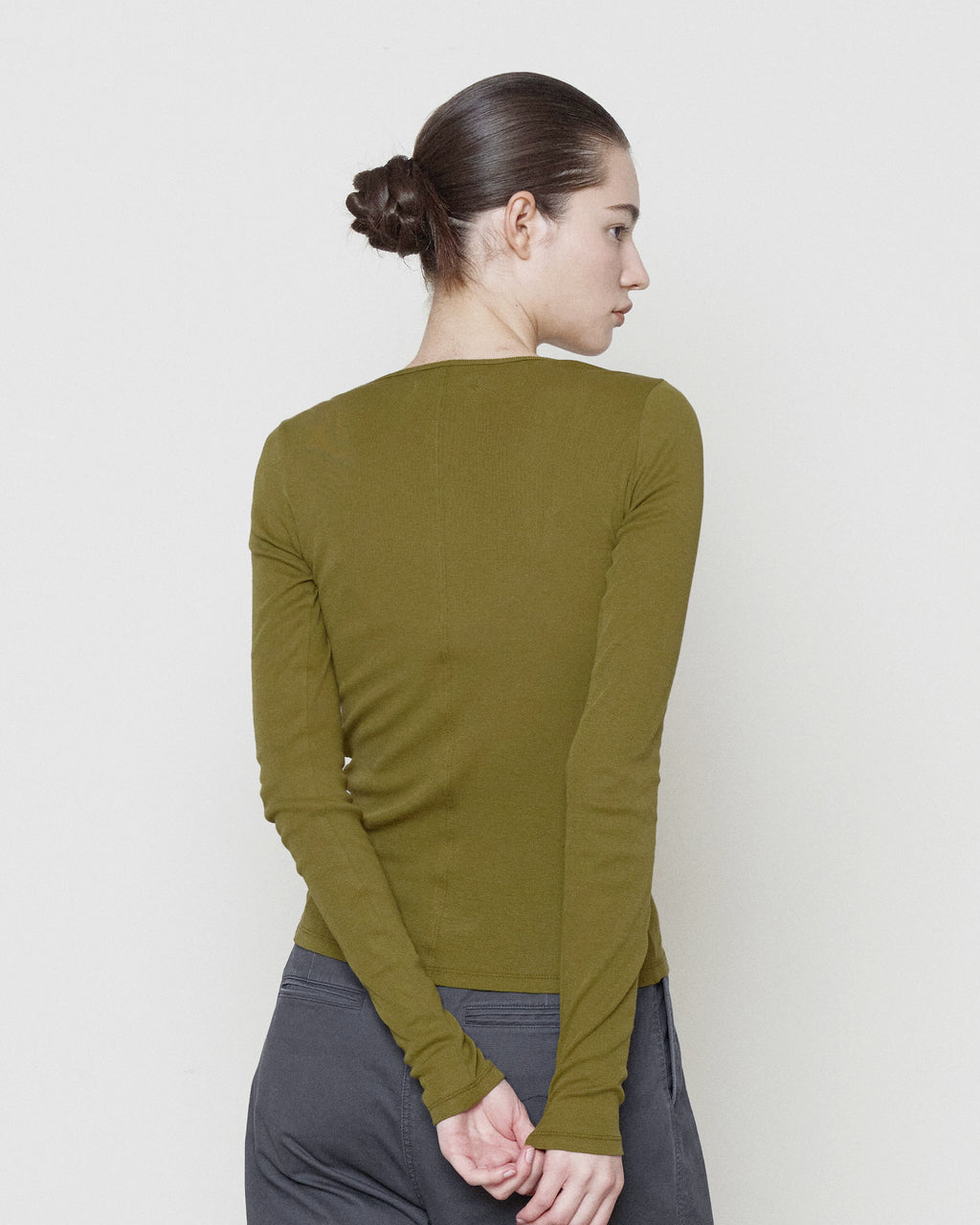 Brownyard - Ribbed Long Sleeve (Olive) product image 3 | TRAB K-Fashion Australia
