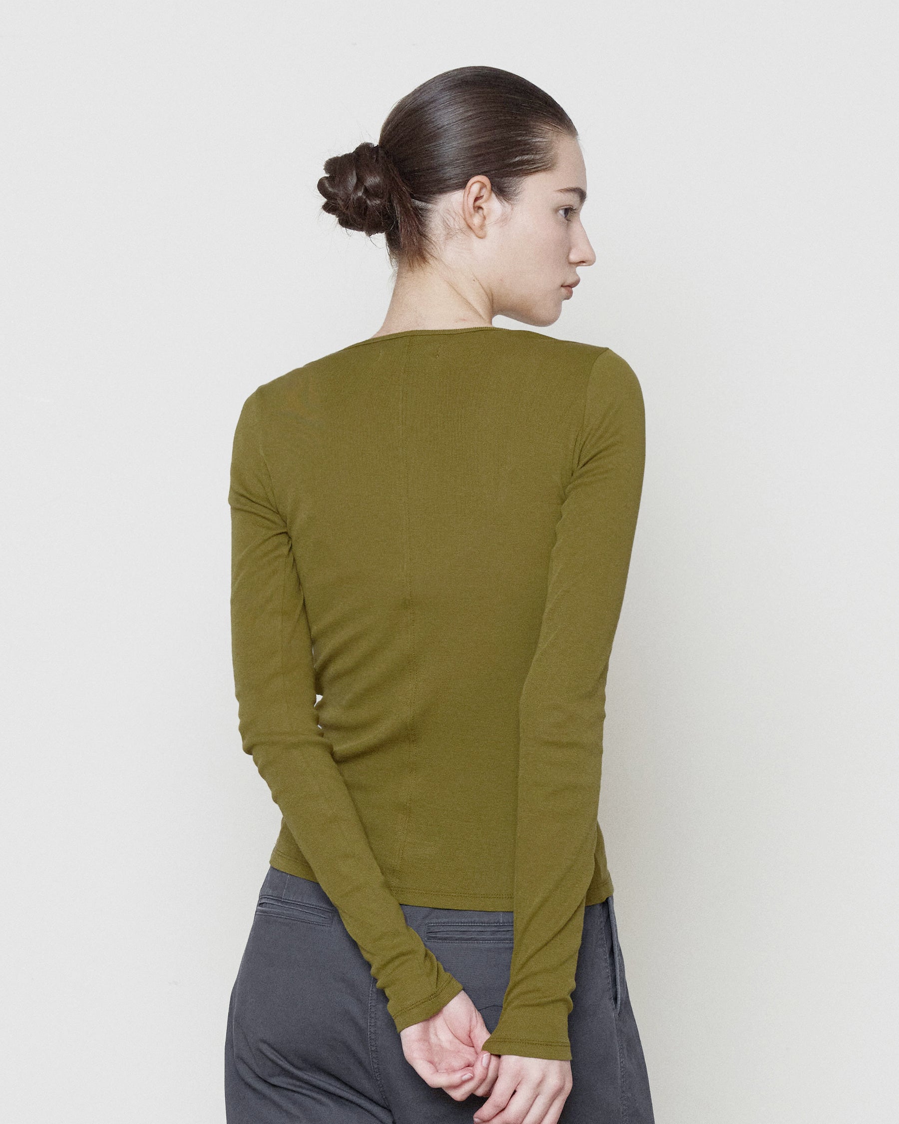Brownyard - Ribbed Long Sleeve (Olive) product image 3 | TRAB K-Fashion Australia