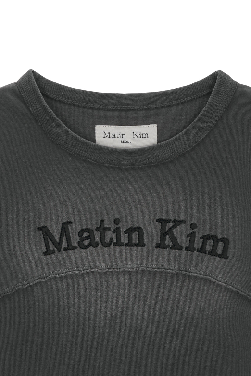 Matin Kim - Pigment Cut Out Logo Crop Top (Charcoal) product image 3 | TRAB K-Fashion Australia