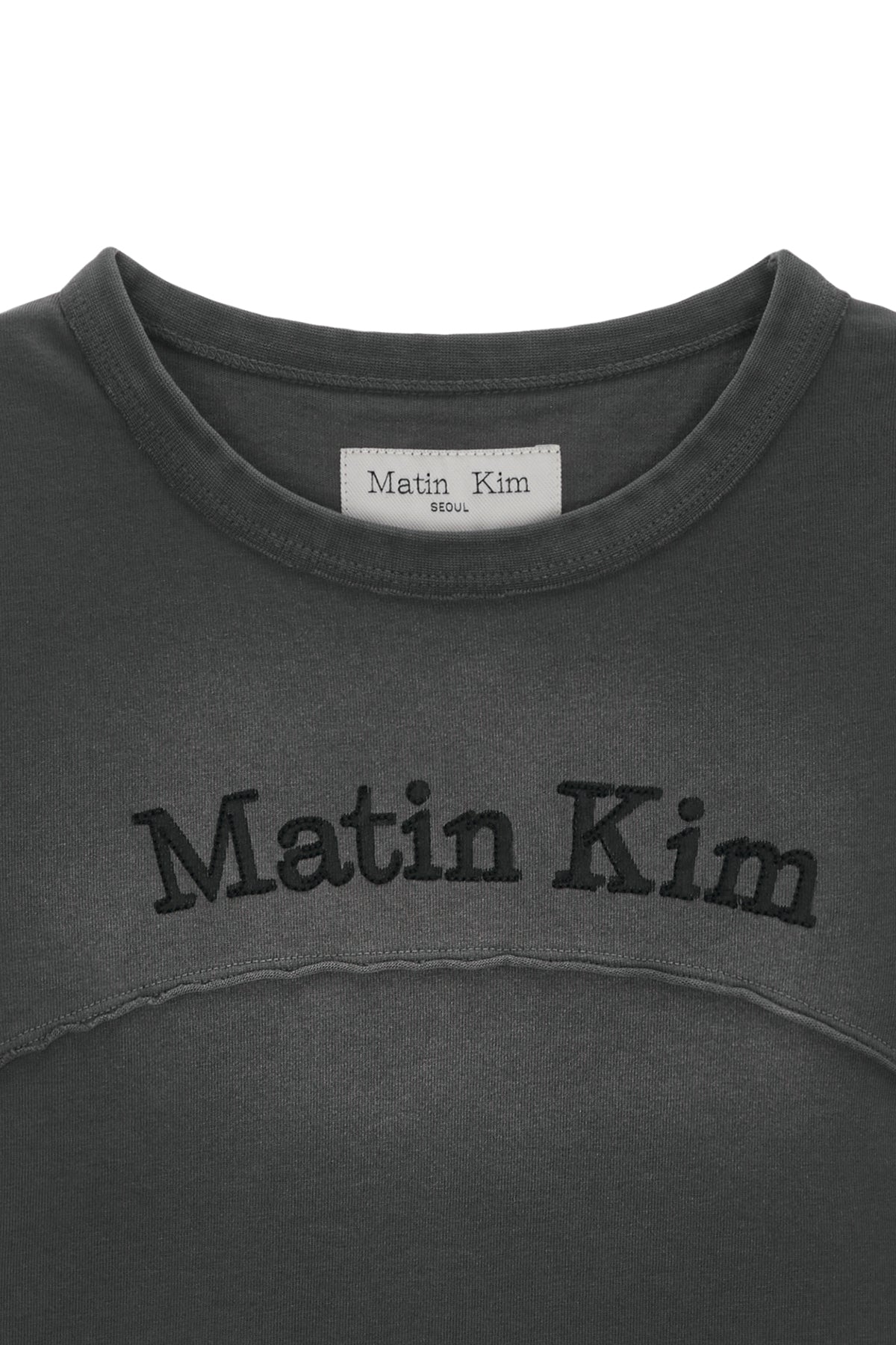 Matin Kim - Pigment Cut Out Logo Crop Top (Charcoal) product image 3 | TRAB K-Fashion Australia