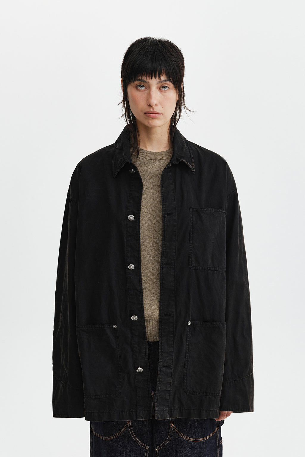 Matin Kim - Vintage Waxed Work Jacket (Black) product image 6 | TRAB K-Fashion Australia
