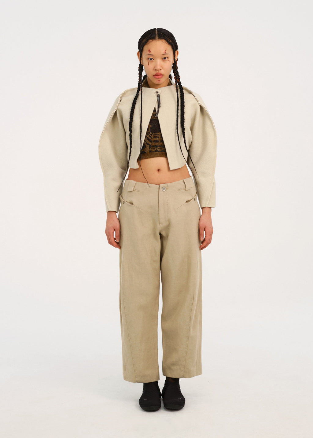 Hyein Seo - Bent Trouser w/ Silver Button (Beige) product image 2 | TRAB K-Fashion Australia