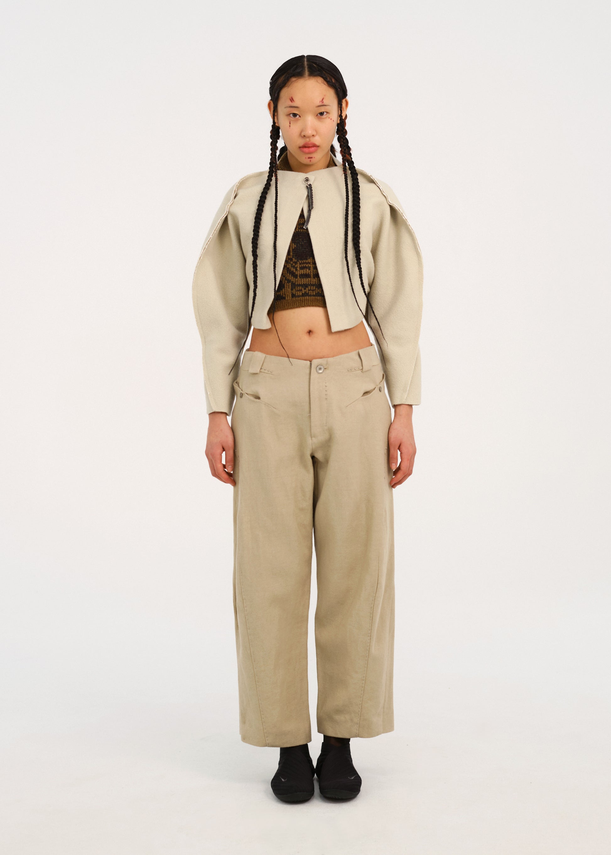 Hyein Seo - Bent Trouser w/ Silver Button (Beige) product image 2 | TRAB K-Fashion Australia