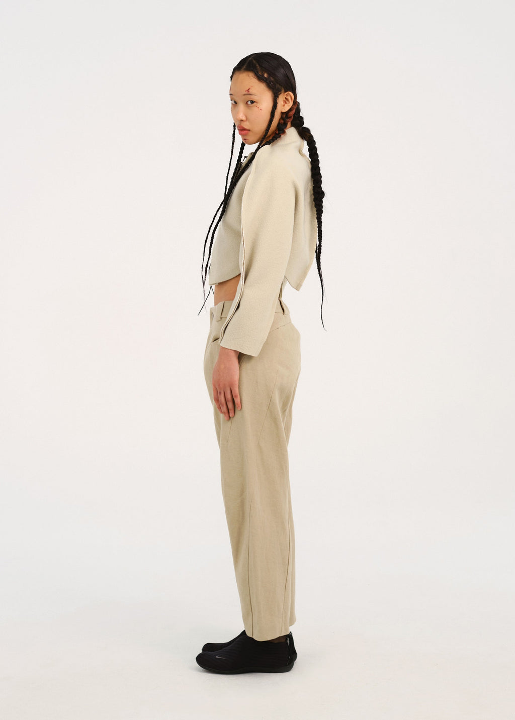 Hyein Seo - Bent Trouser w/ Silver Button (Beige) product image 3 | TRAB K-Fashion Australia