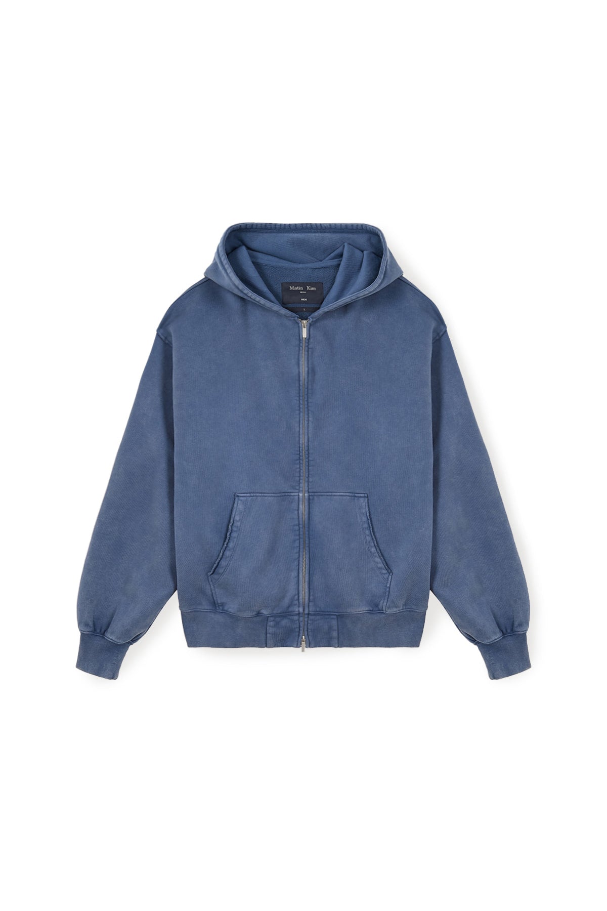 Matin Kim - Back Logo Washed Hoody Zip Up (Blue) product image 1 | TRAB K-Fashion Australia