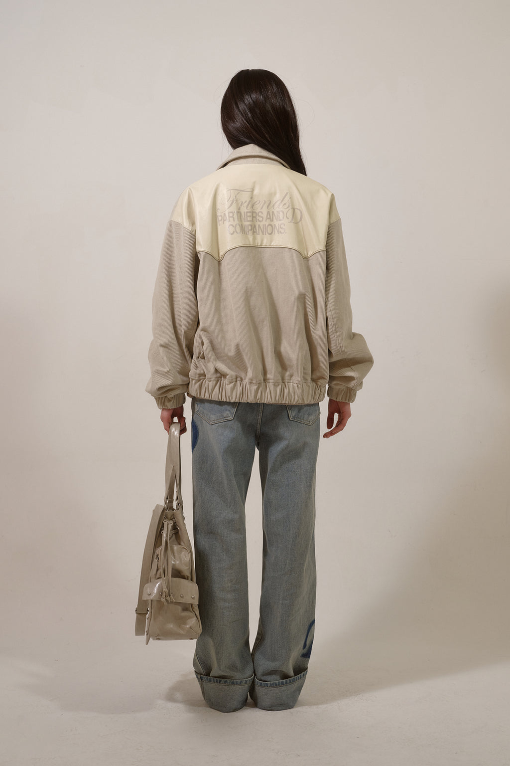 Deinet - D & Friends Corduroy Varsity Jacket (Ivory) product image 3 | TRAB K-Fashion Australia