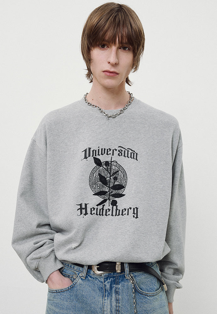 Tonywack - Embroidery Overlap College Sweatshirt (Heather Grey) product image 2 | TRAB K-Fashion Australia