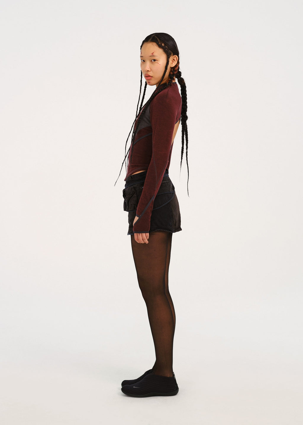 Hyein Seo - Slashed Zip Top (Burgundy) product image 3 | TRAB K-Fashion Australia