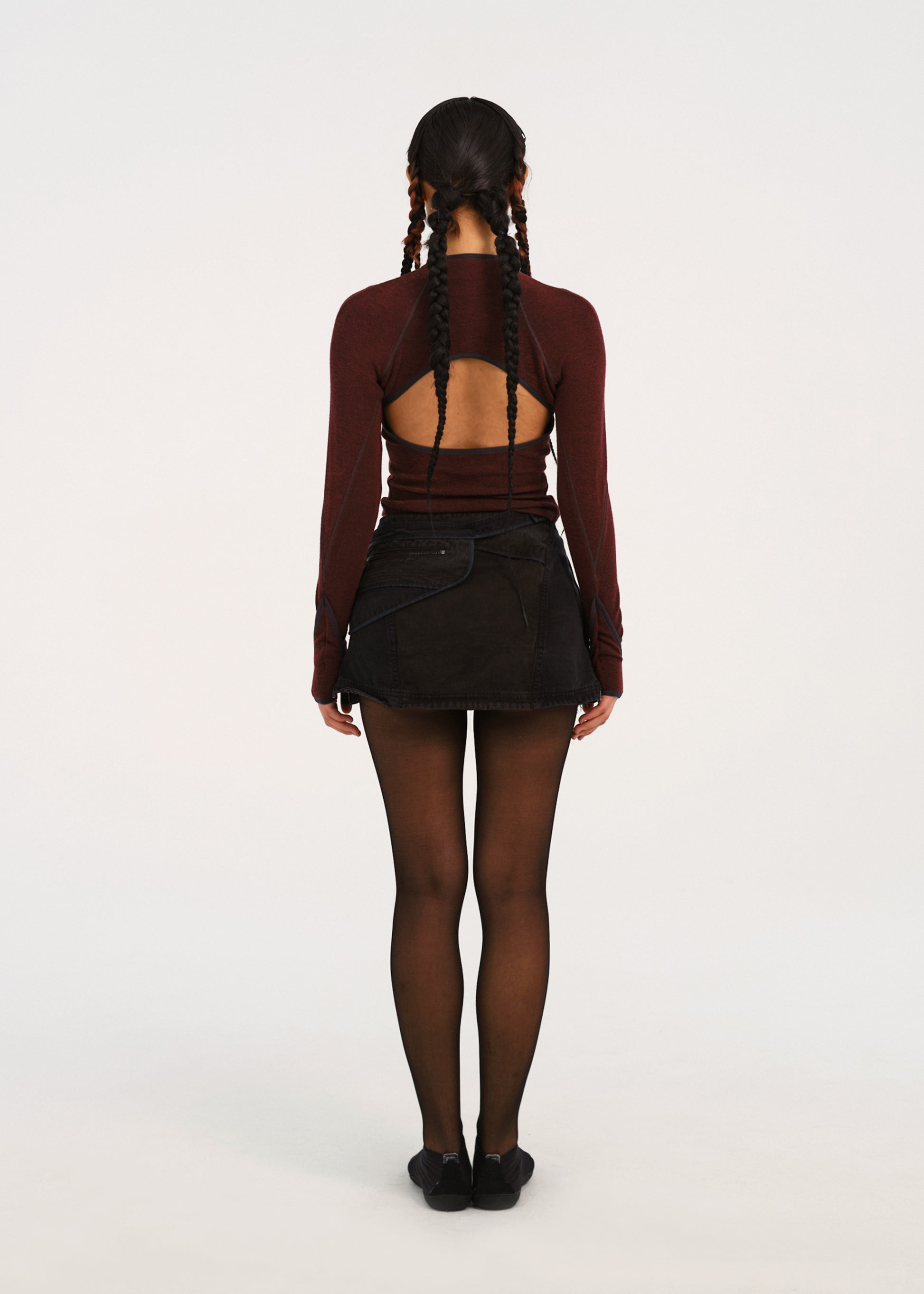 Hyein Seo - Slashed Zip Top (Burgundy) product image 4 | TRAB K-Fashion Australia