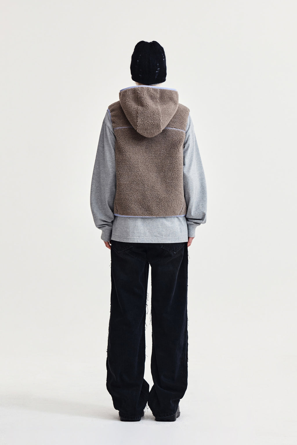 Matin Kim - Fleece Hoody Vest (Grey) product image 7 | TRAB K-Fashion Australia