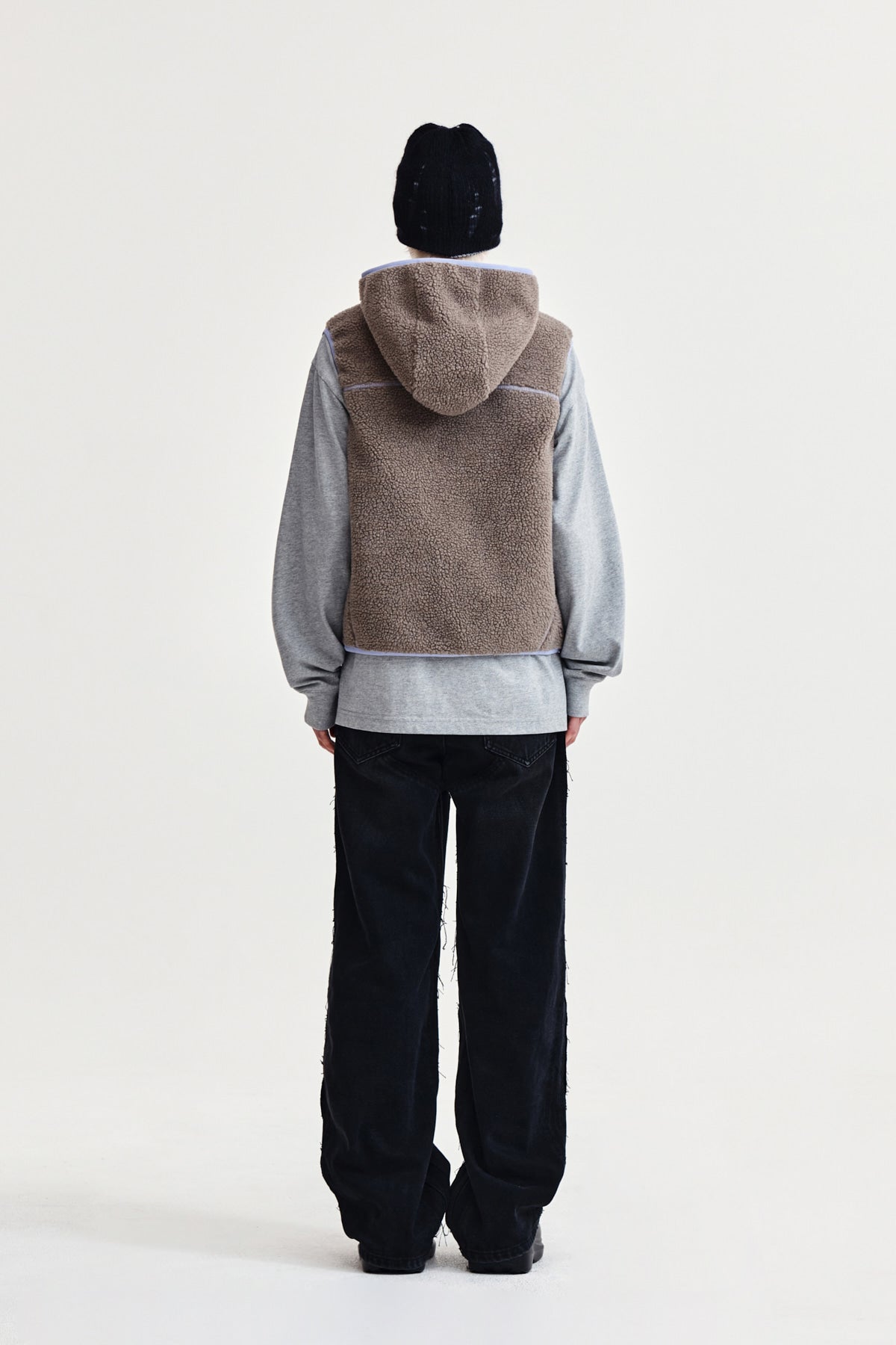 Matin Kim - Fleece Hoody Vest (Grey) product image 7 | TRAB K-Fashion Australia