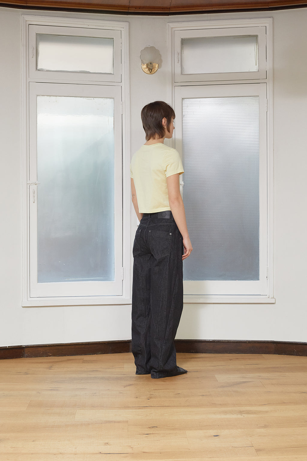 Matin Kim - Unbalance Typo Logo Crop Top (Yellow) product image 7 | TRAB K-Fashion Australia