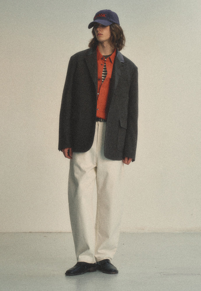 Art if acts - Leather Collar Wool Blazer_Japanese Fabric (Brown) product image 2 | TRAB K-Fashion Australia