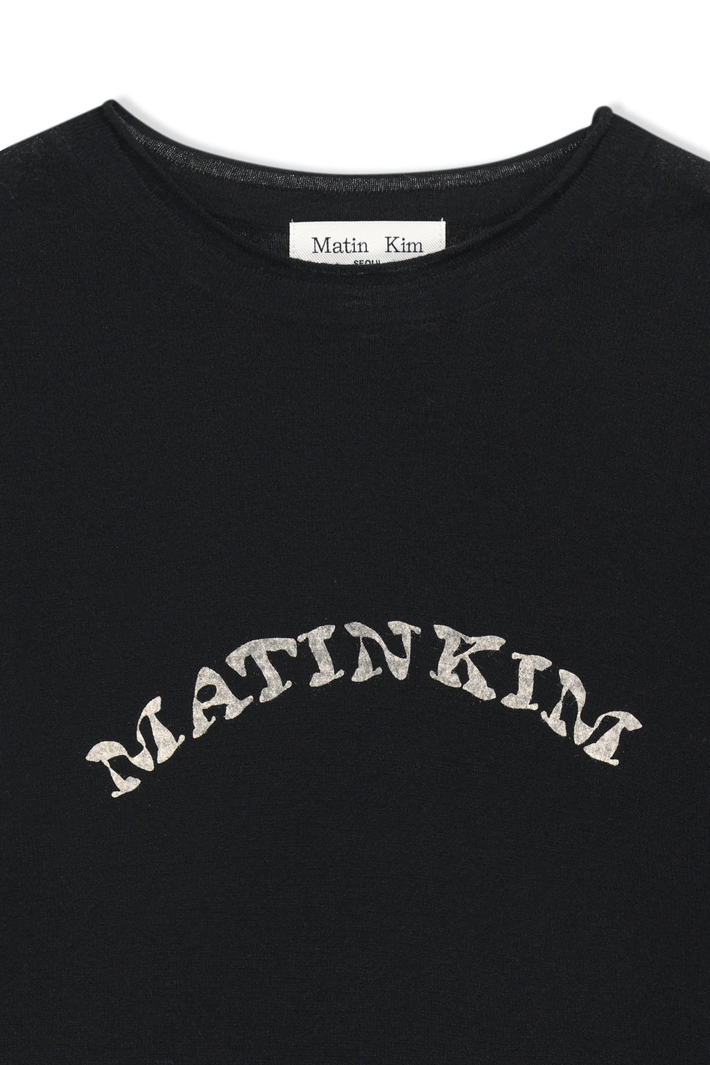 Matin Kim - Matin Sleeve Graphic Sheer Knit Pullover (Black) product image 3 | TRAB K-Fashion Australia