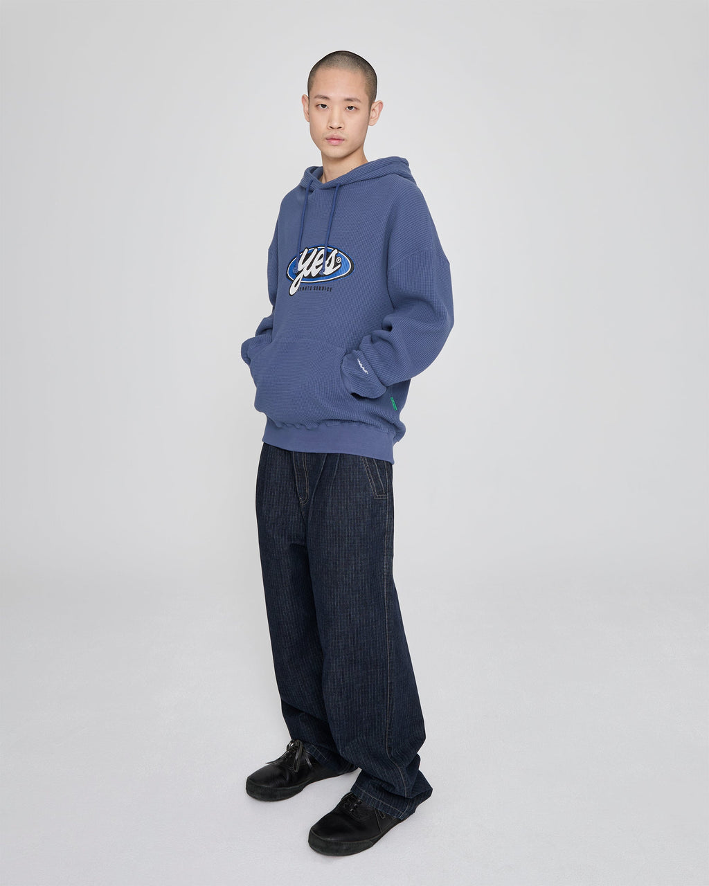 yeseyesee - Y.E.S Waffle Hoodie (Smoky Blue) product image 8 | TRAB K-Fashion Australia