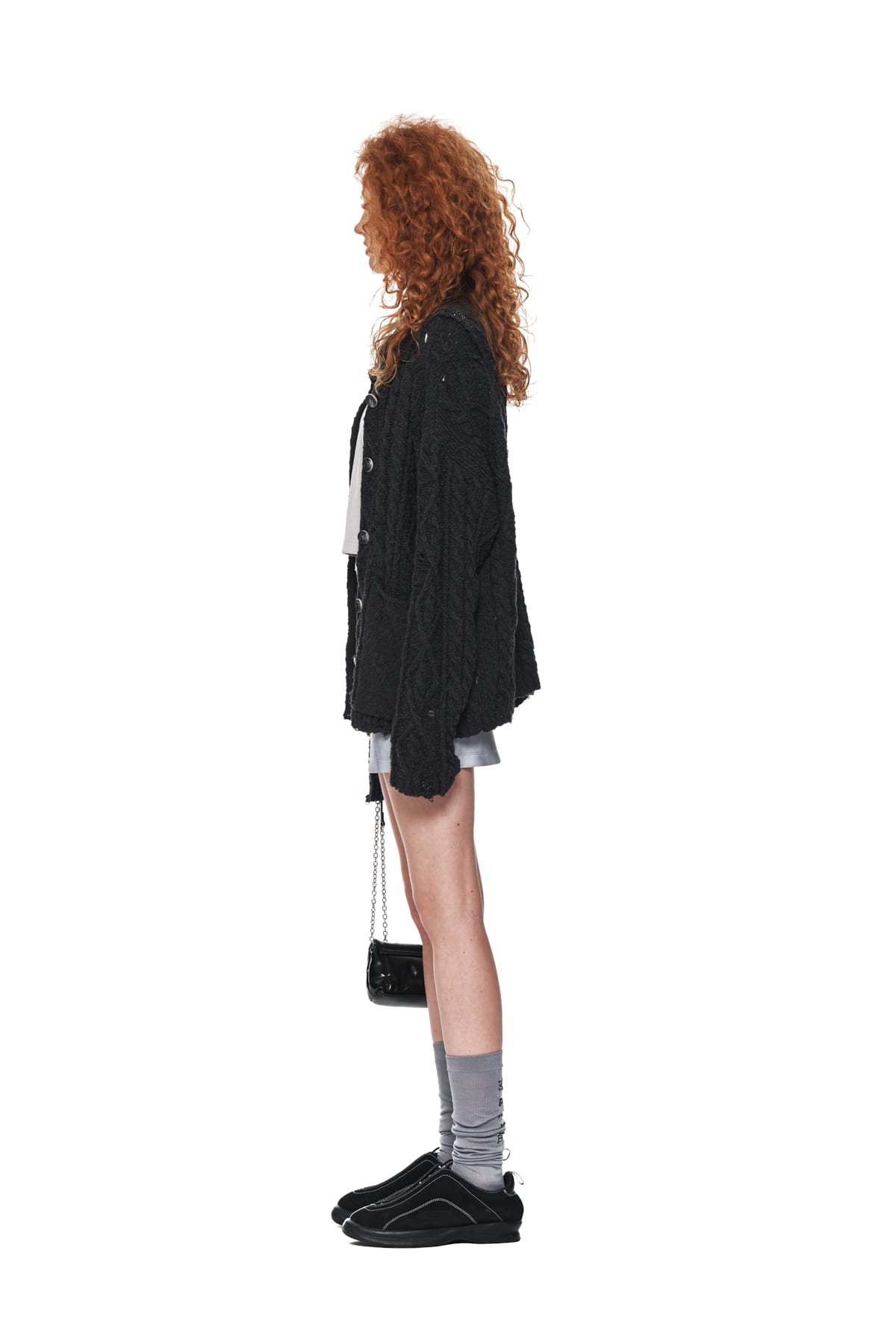 Matin Kim - Damage Cable Cardigan (Charcoal) product image 6 | TRAB K-Fashion Australia