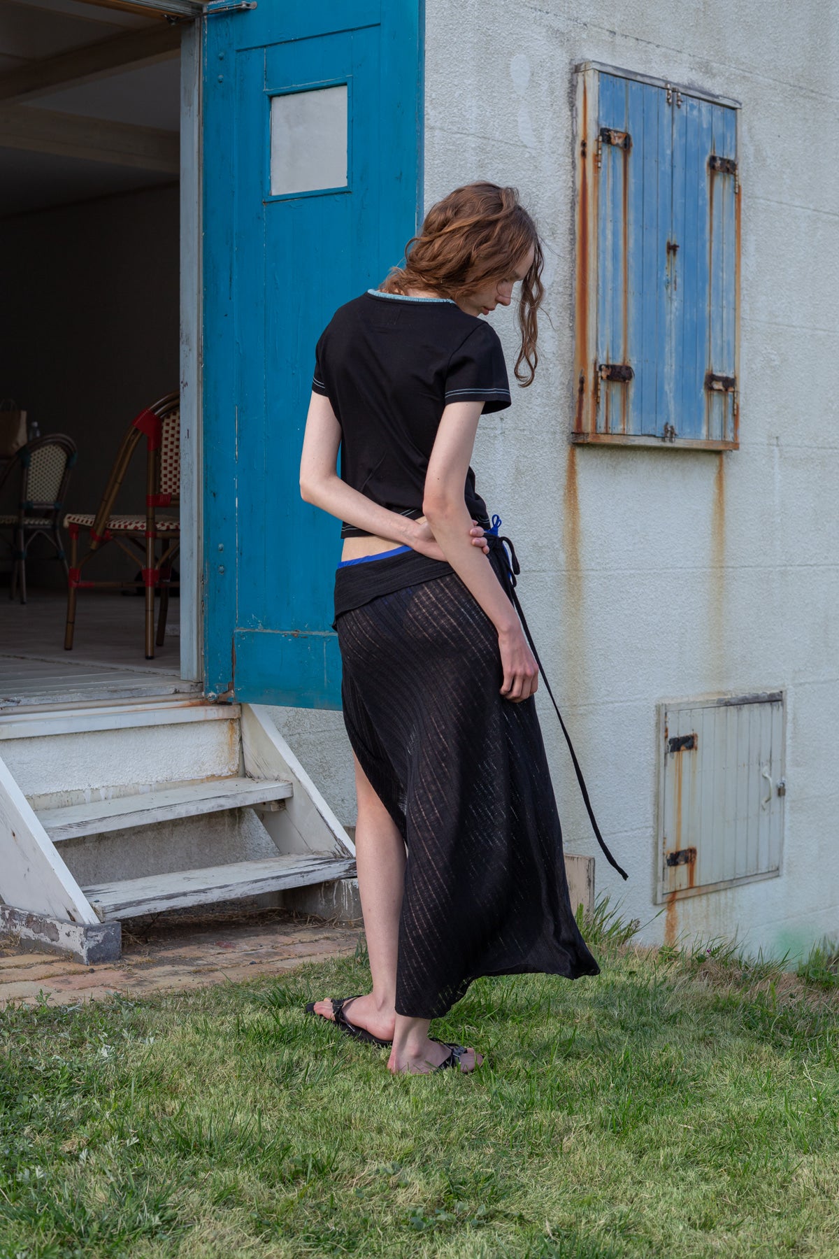 Matin Kim - Foldover Layered Maxi Wrap Skirt (Black) product image 11 | TRAB K-Fashion Australia