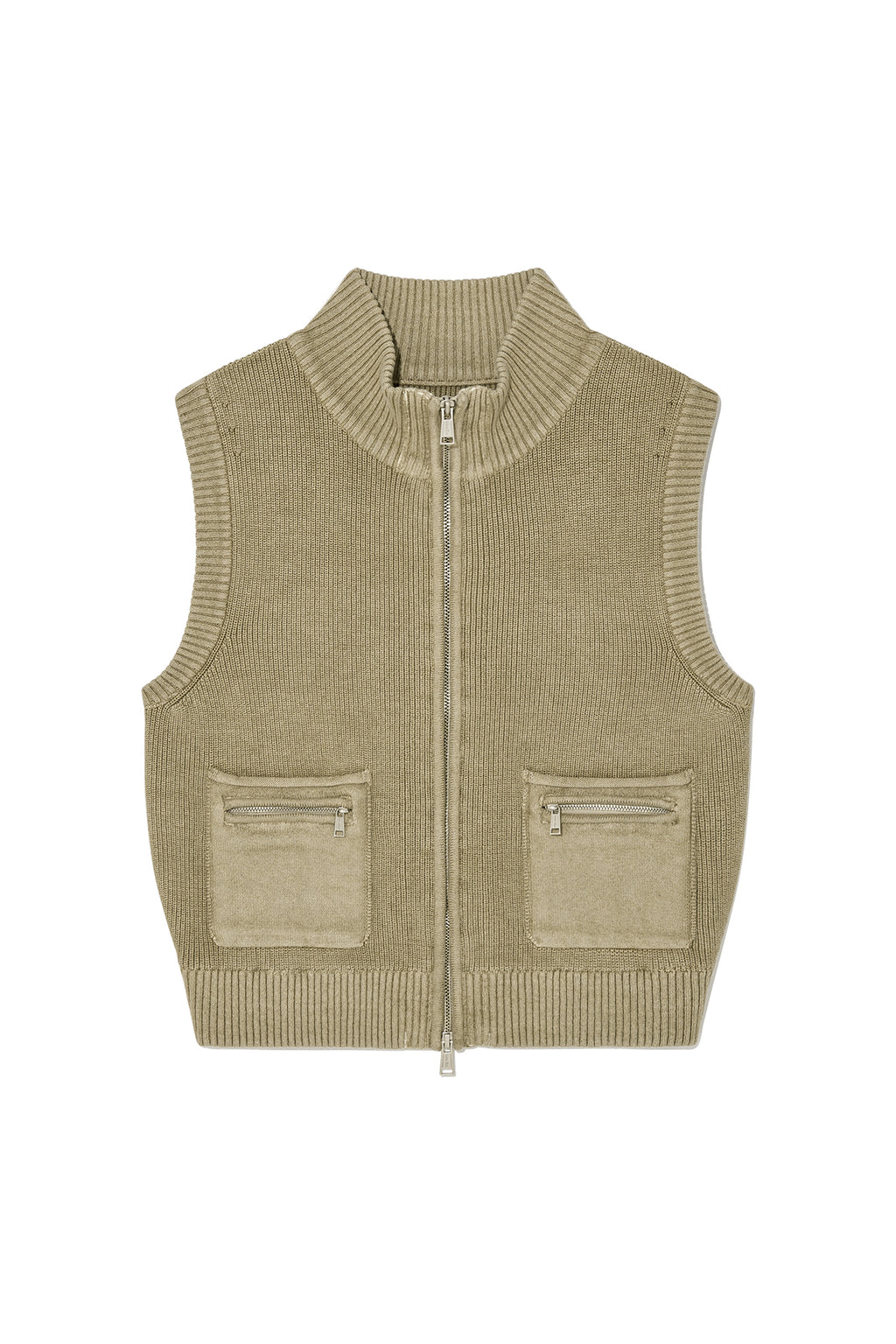 Matin Kim - Logo Point Washed Knit Vest (Light Khaki) product image 1 | TRAB K-Fashion Australia