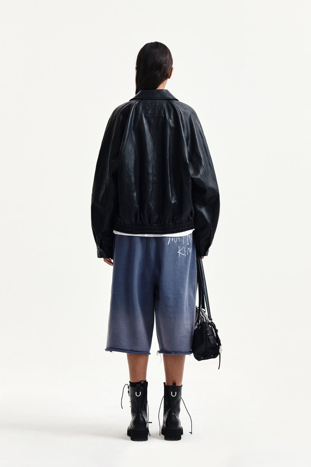 Matin Kim - Vintage Washed Back Logo Bermuda Sweatpants (Smoke Blue) product image 8 | TRAB K-Fashion Australia