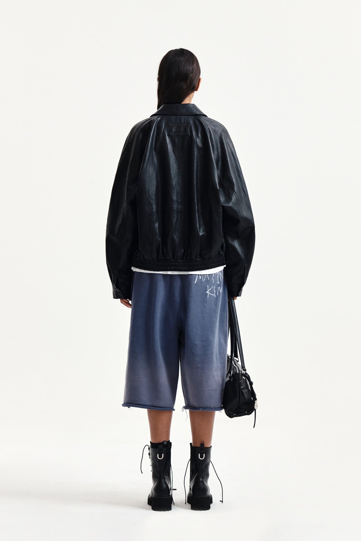 Matin Kim - Vintage Washed Back Logo Bermuda Sweatpants (Smoke Blue) product image 8 | TRAB K-Fashion Australia