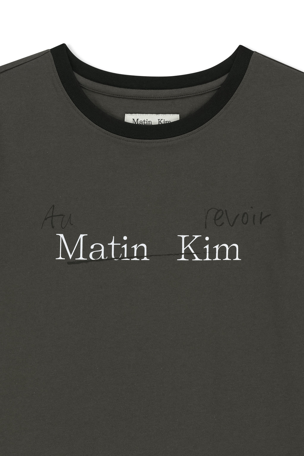 Matin Kim - Tonal Rib Logo Crop Top (Charcoal) product image 3 | TRAB K-Fashion Australia