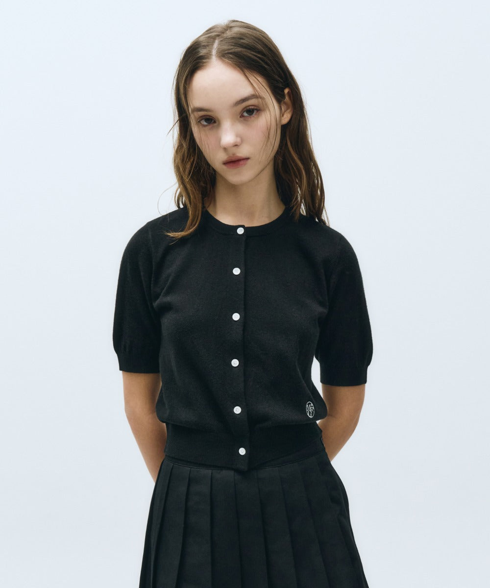 Marithe & Francois Girbaud - Round Neck Half Cardigan (Black) product image 1 | TRAB K-Fashion Australia