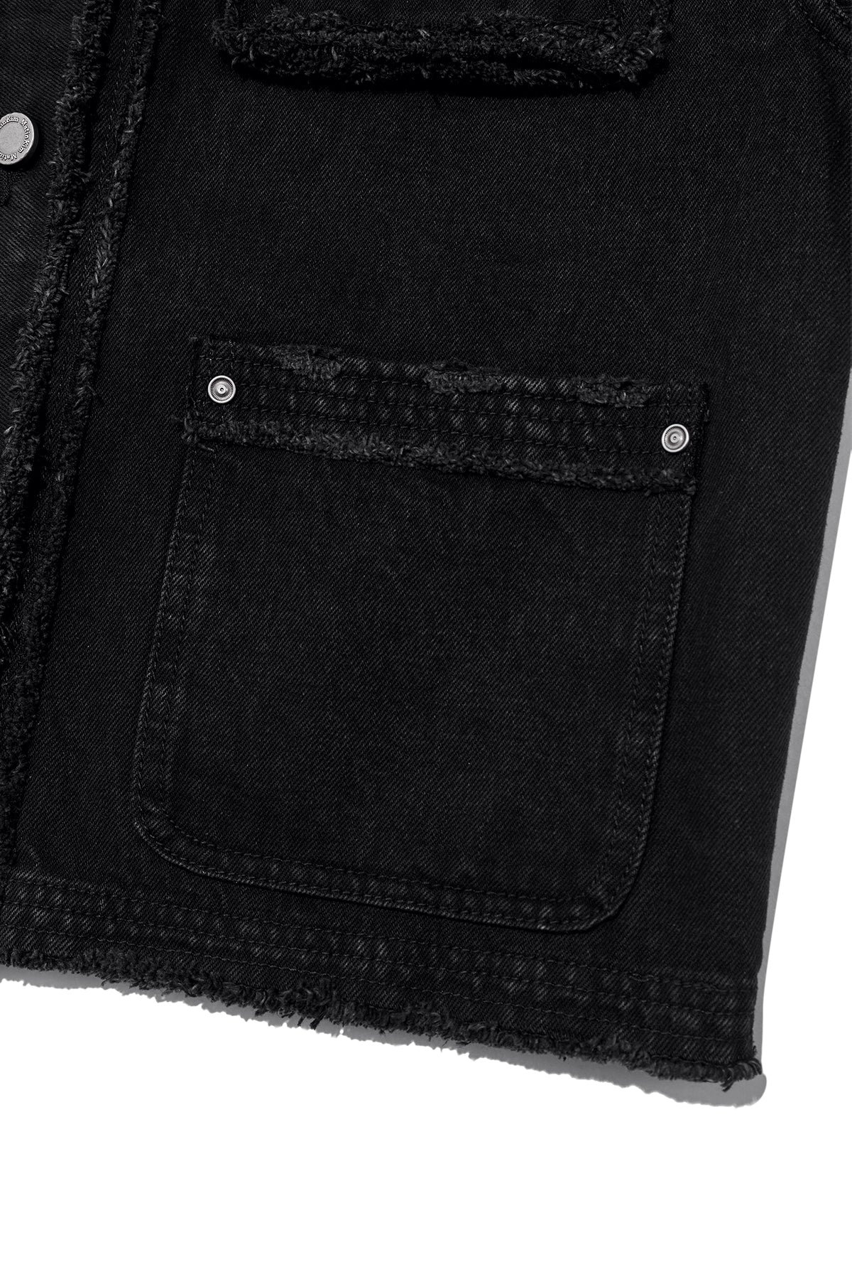 Matin Kim - Collarless Damage Denim Jacket (Black) product image 4 | TRAB K-Fashion Australia