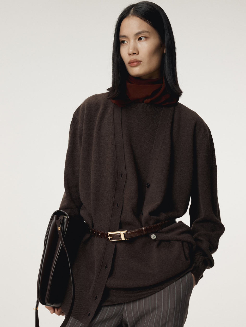 Recto - Layered Cardigan Knit Top (Dark Chocolate) product image 5 | TRAB K-Fashion Australia