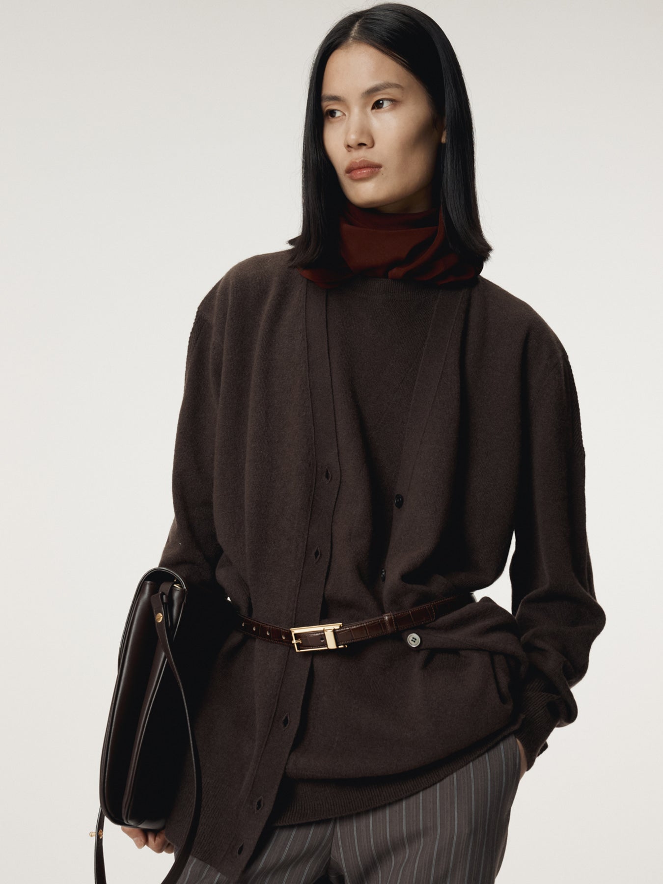 Recto - Layered Cardigan Knit Top (Dark Chocolate) product image 5 | TRAB K-Fashion Australia