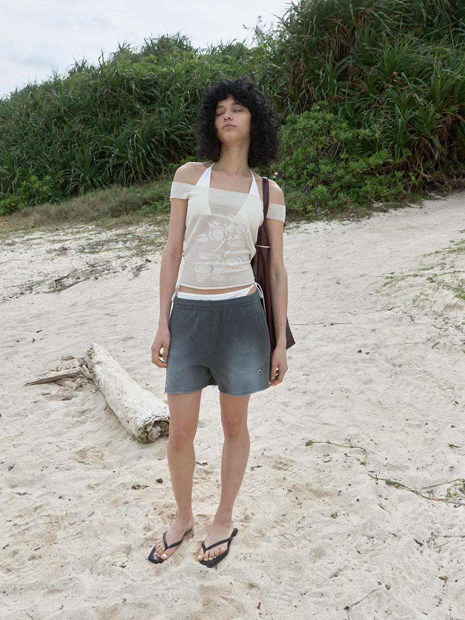 Kijun - Plum Sheer Knit Top (Ivory) product image 3 | TRAB K-Fashion Australia