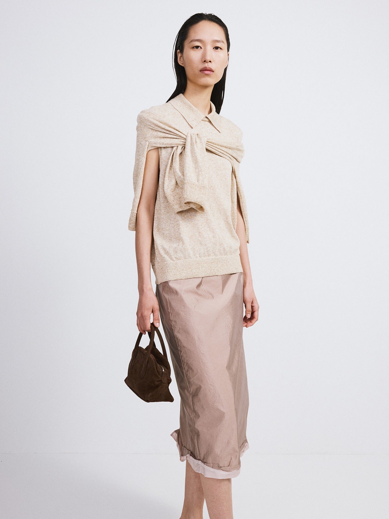 Recto - Linen Blend Polo Knit Vest (Oatmeal) product image 1 | TRAB K-Fashion Australia
