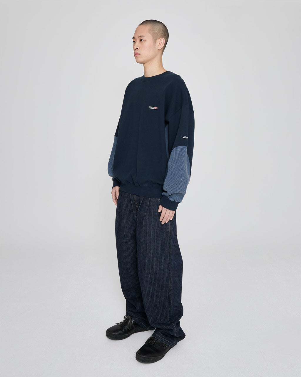 yeseyesee - Y.E.S Waffle Sweatshirt (Navy) product image 8 | TRAB K-Fashion Australia