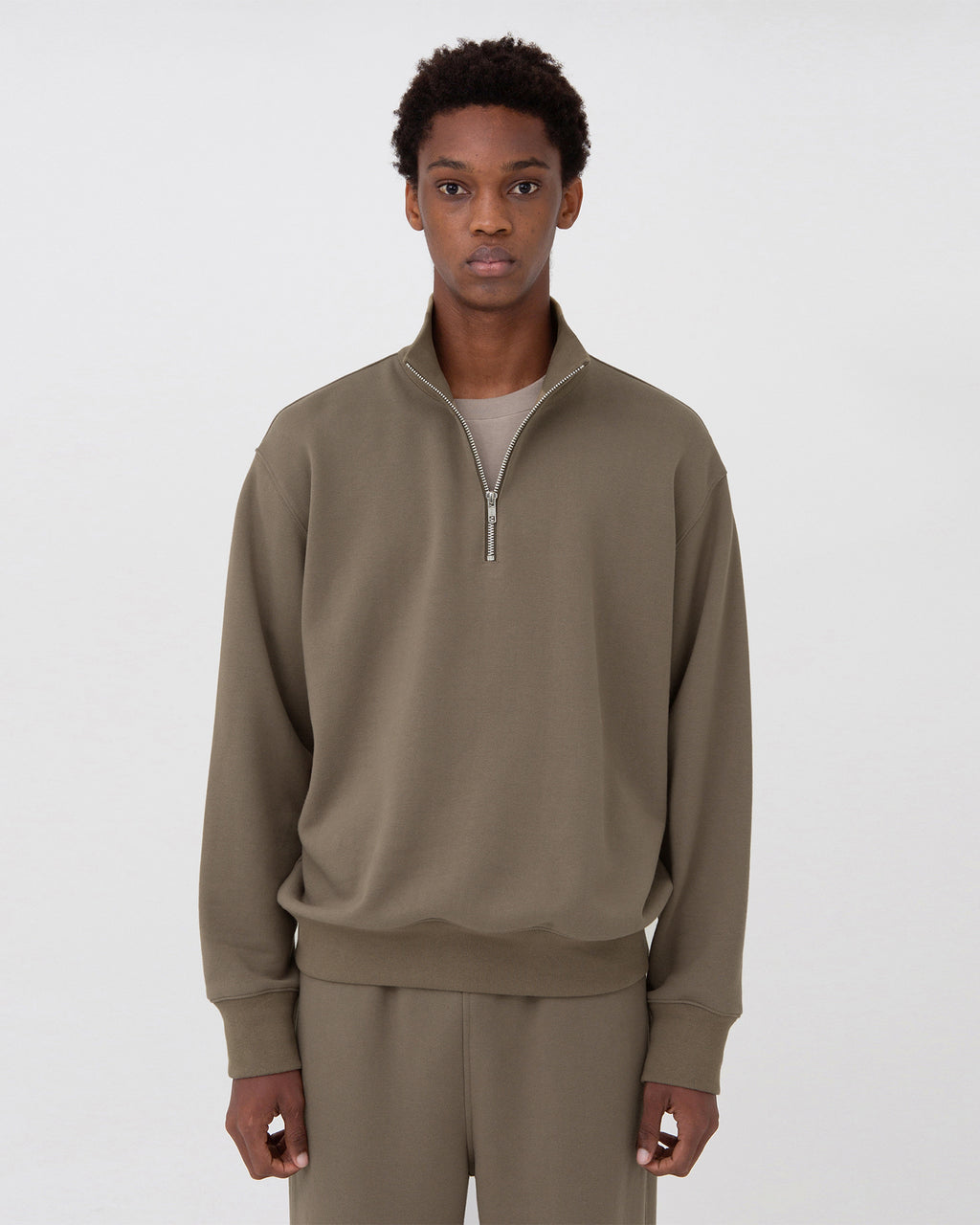 Brownyard - Soft Sweat Half Zip Up (Light Brown) product image 1 | TRAB K-Fashion Australia