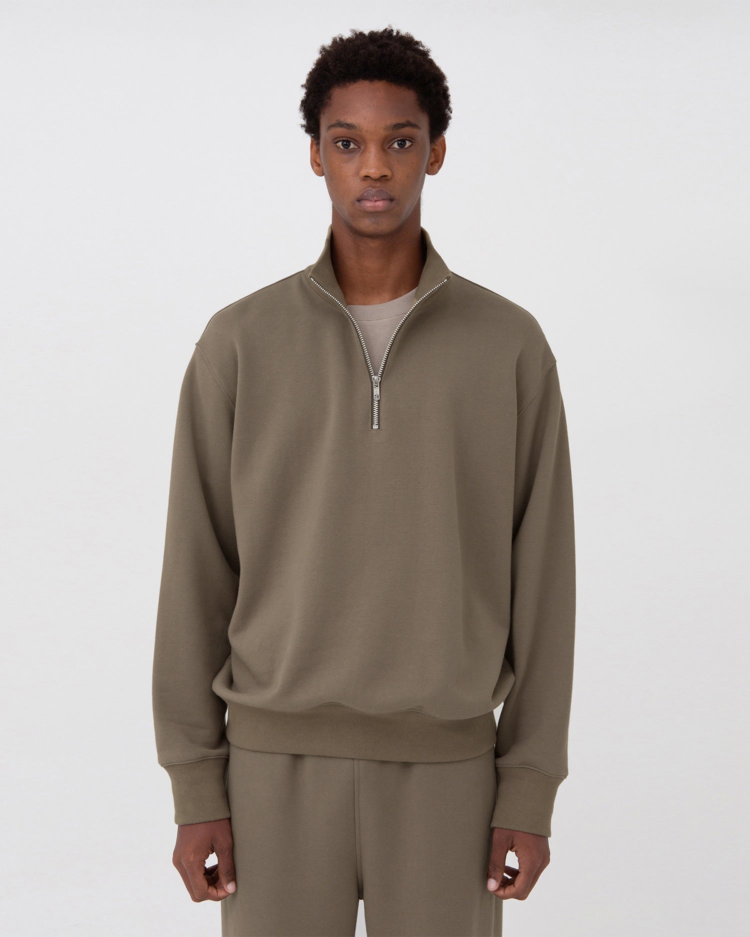 Brownyard - Soft Sweat Half Zip Up (Light Brown) product image 1 | TRAB K-Fashion Australia