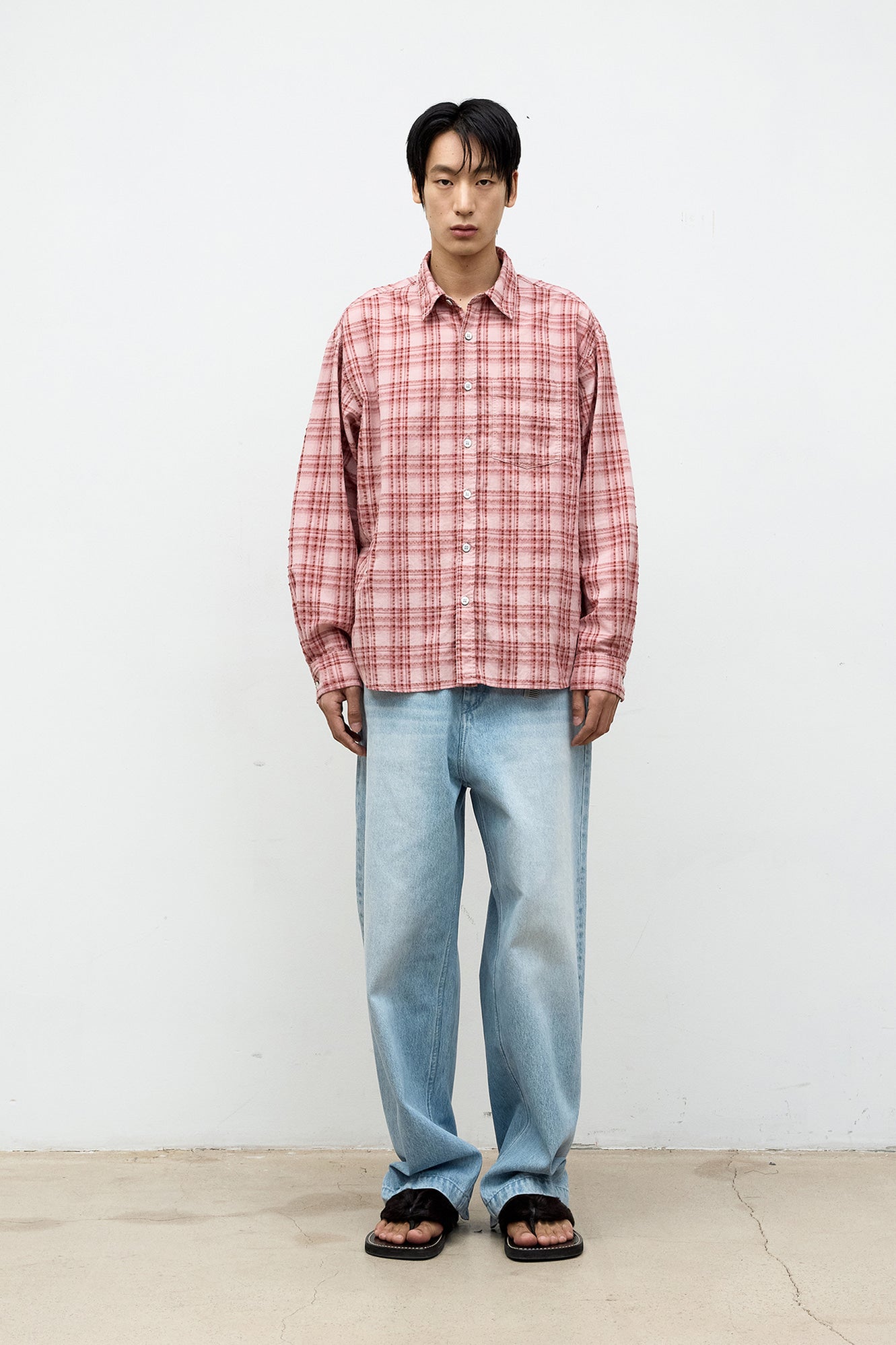 Coor - Garment Dyed Check Shirt (Washed Red) product image 2 | TRAB K-Fashion Australia