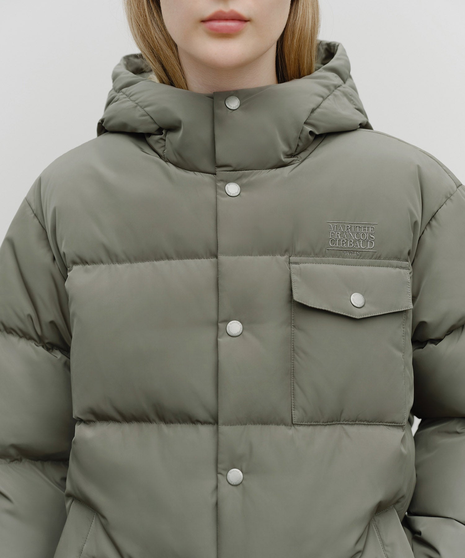 Marithe & Francois Girbaud - Hooded Chest Pocket Down Jacket (Gray) product image 4 | TRAB K-Fashion Australia