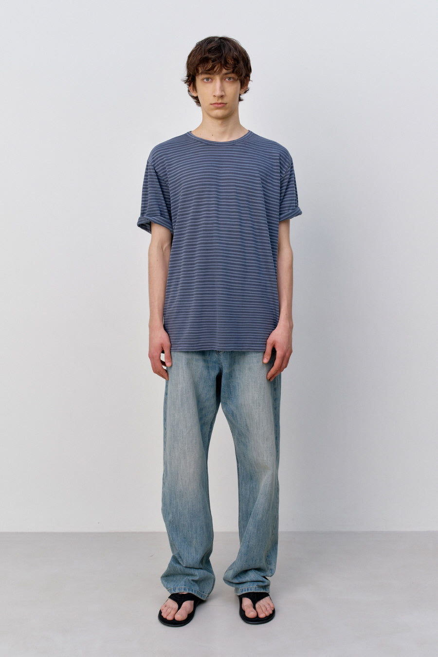 Insilence - Striped Dyed T-shirt (Ash Blue) product image 1 | TRAB K-Fashion Australia