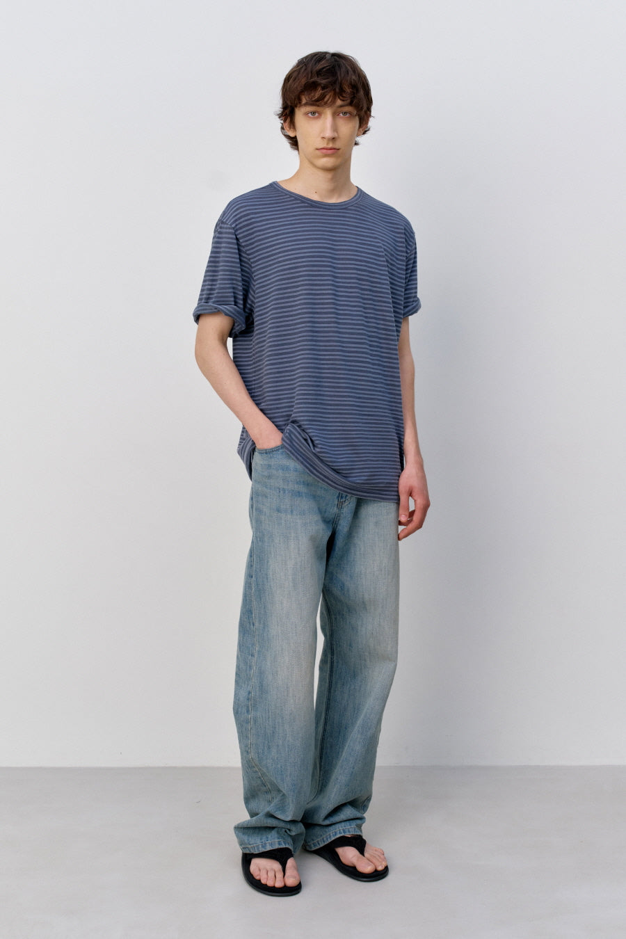 Insilence - Striped Dyed T-shirt (Ash Blue) product image 5 | TRAB K-Fashion Australia