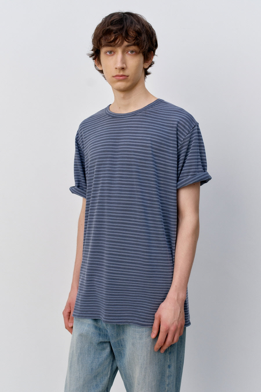 Insilence - Striped Dyed T-shirt (Ash Blue) product image 6 | TRAB K-Fashion Australia