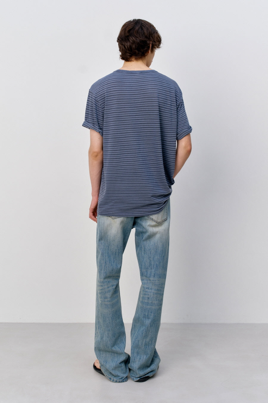 Insilence - Striped Dyed T-shirt (Ash Blue) product image 4 | TRAB K-Fashion Australia