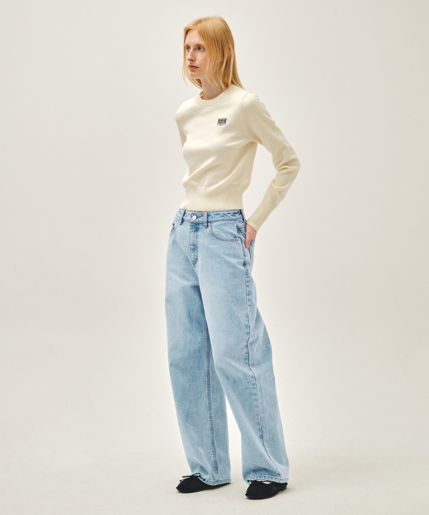Marithe & Francois Girbaud - Curved Denim Pants (Light Blue) product image 6 | TRAB K-Fashion Australia