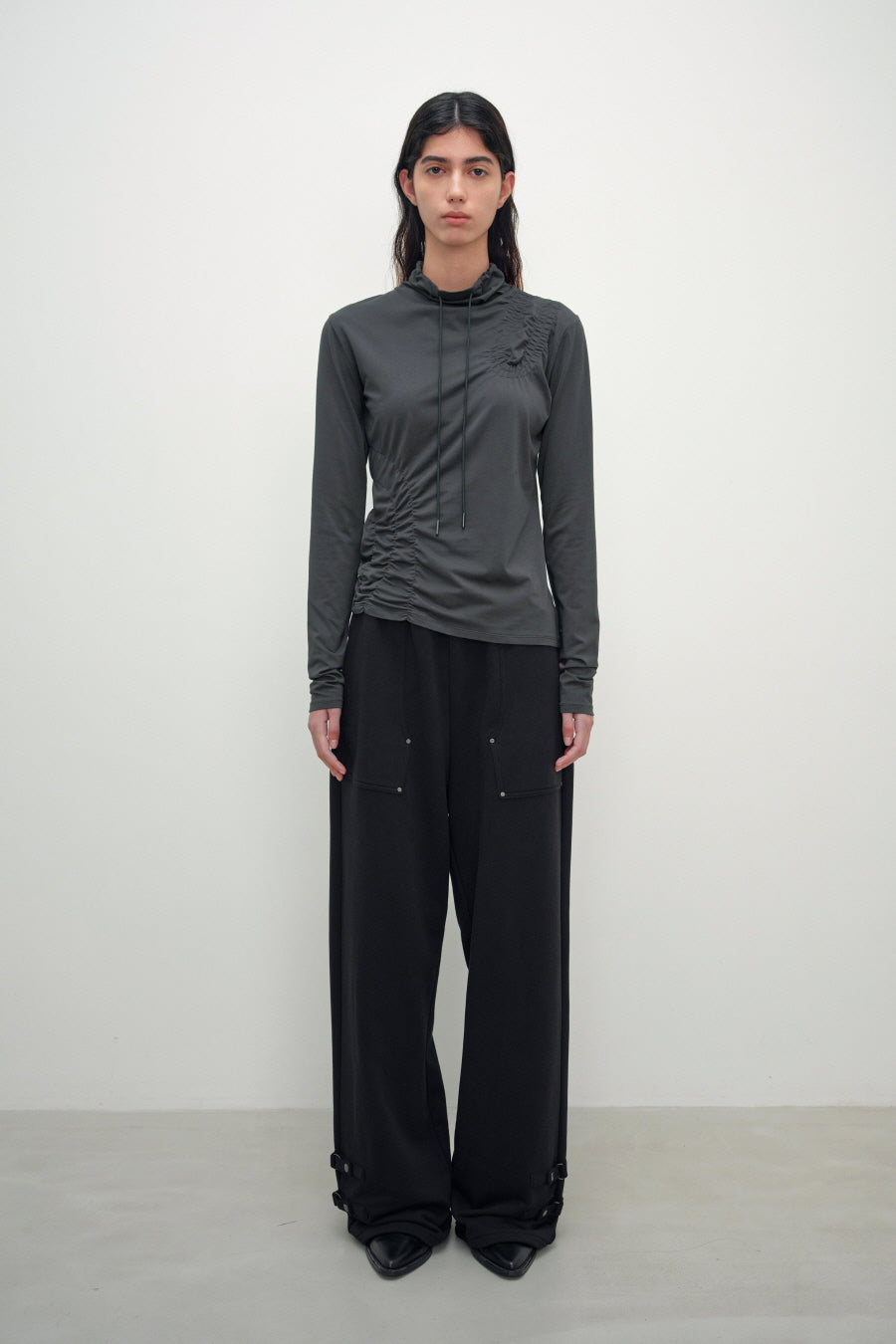 Insilence - Shirred High-Neck Top (Charcoal) product image 3 | TRAB K-Fashion Australia