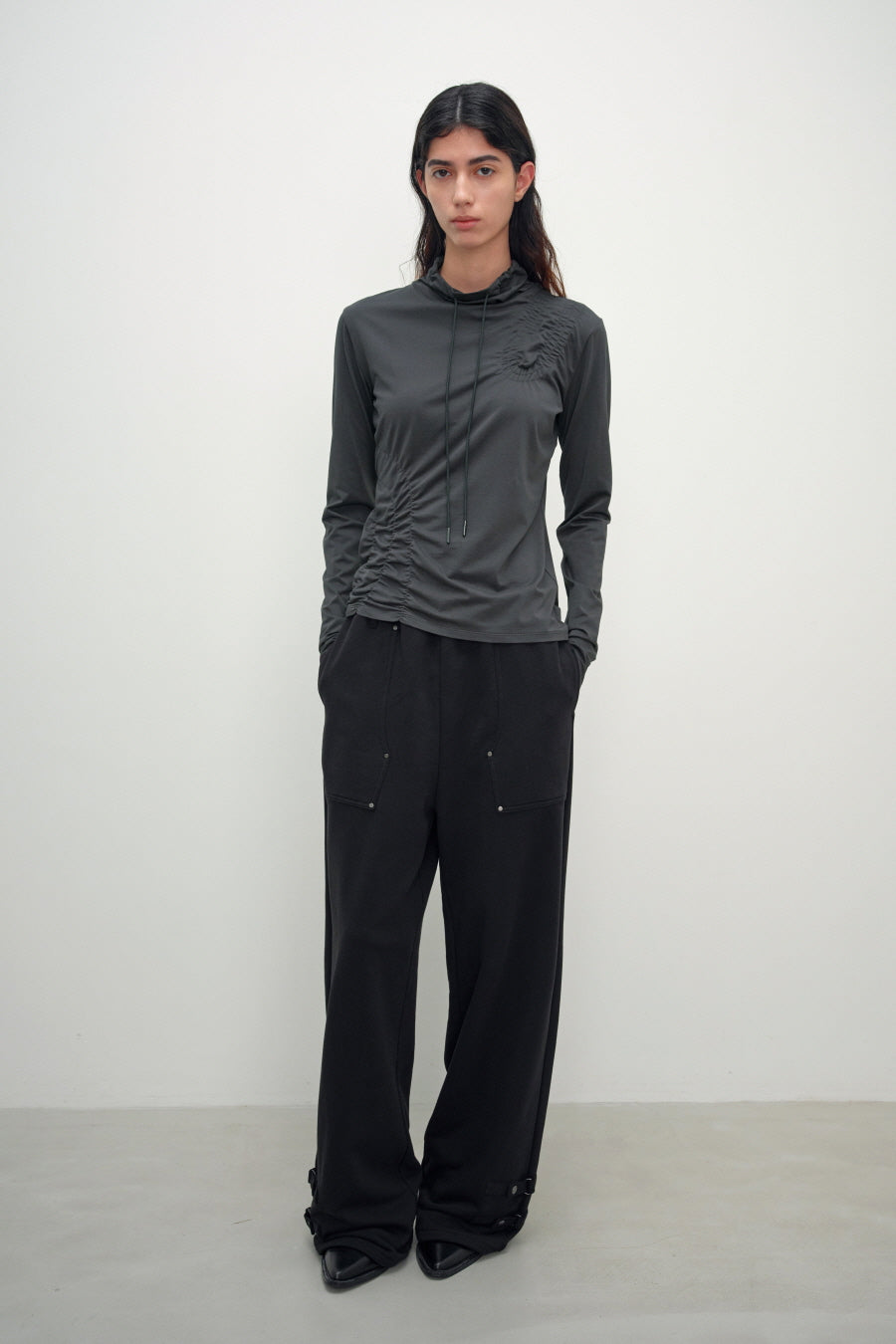 Insilence - Shirred High-Neck Top (Charcoal) product image 4 | TRAB K-Fashion Australia