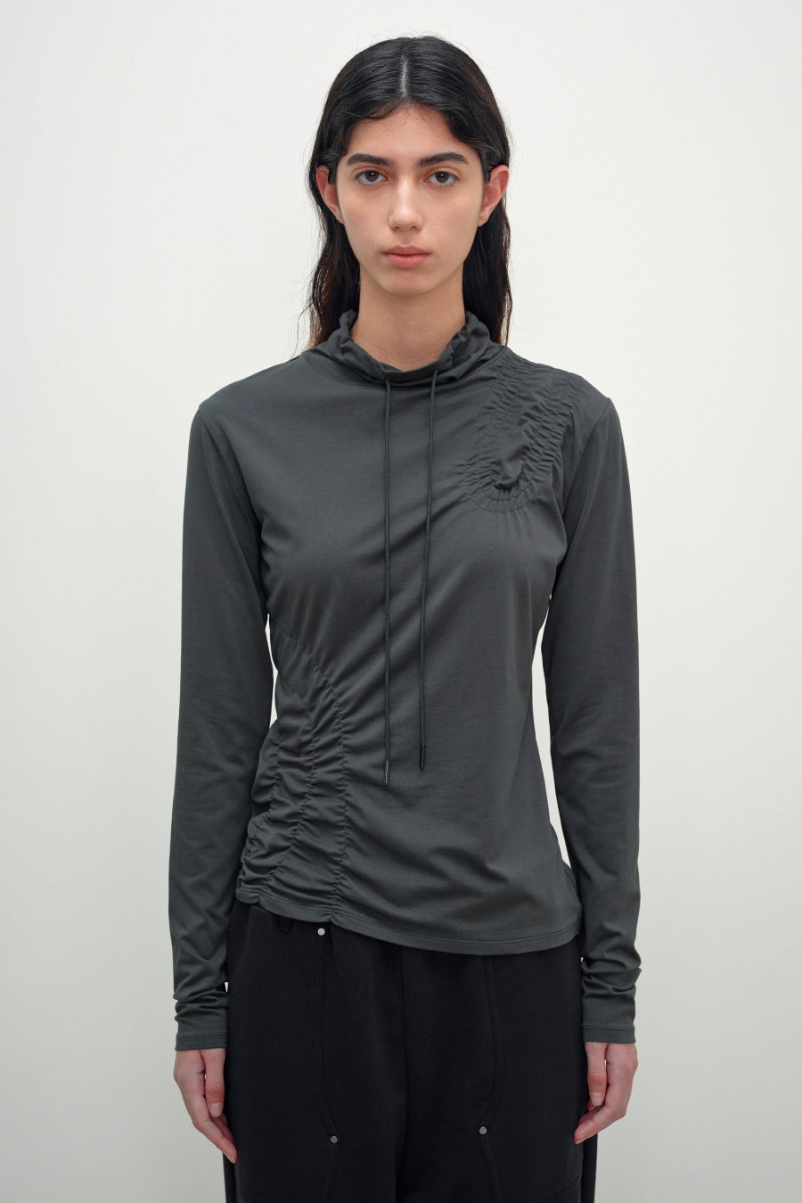 Insilence - Shirred High-Neck Top (Charcoal) product image 1 | TRAB K-Fashion Australia